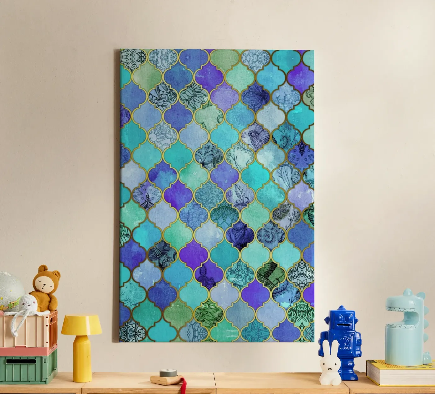 Cobalt Moroccan Tile Pattern tela da Micklyn Le Feuvre