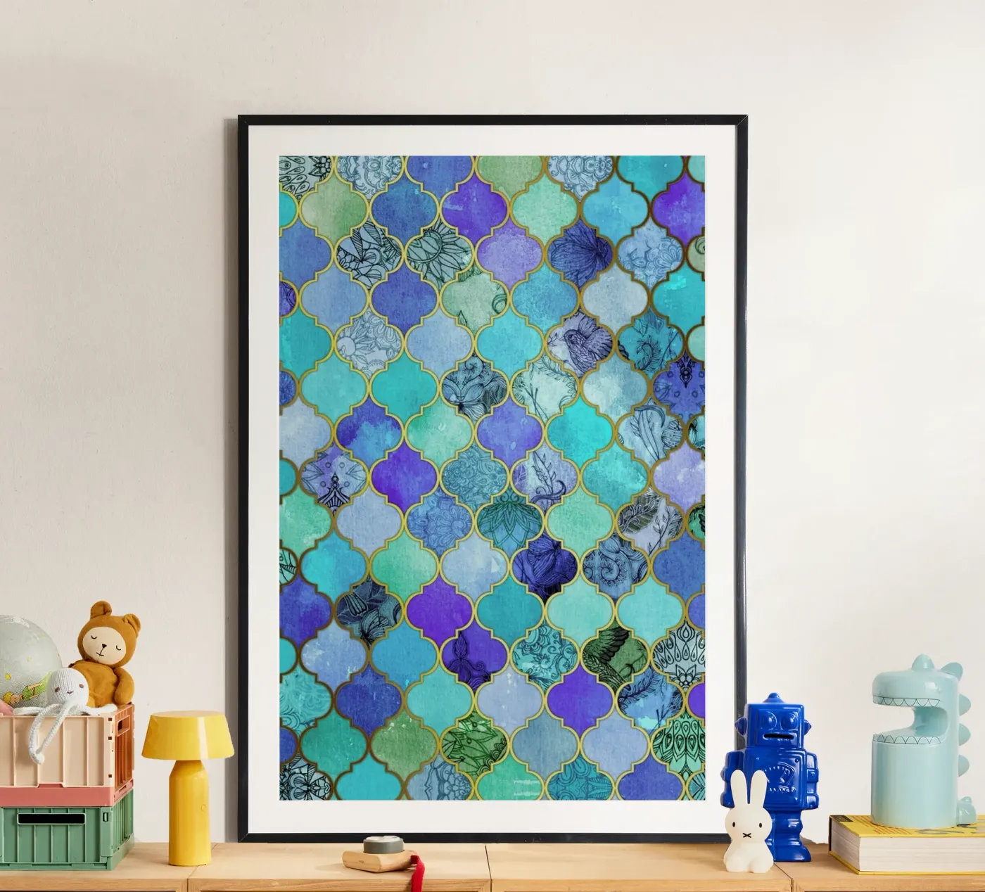 Cobalt Moroccan Tile Pattern poster by Micklyn Le Feuvre