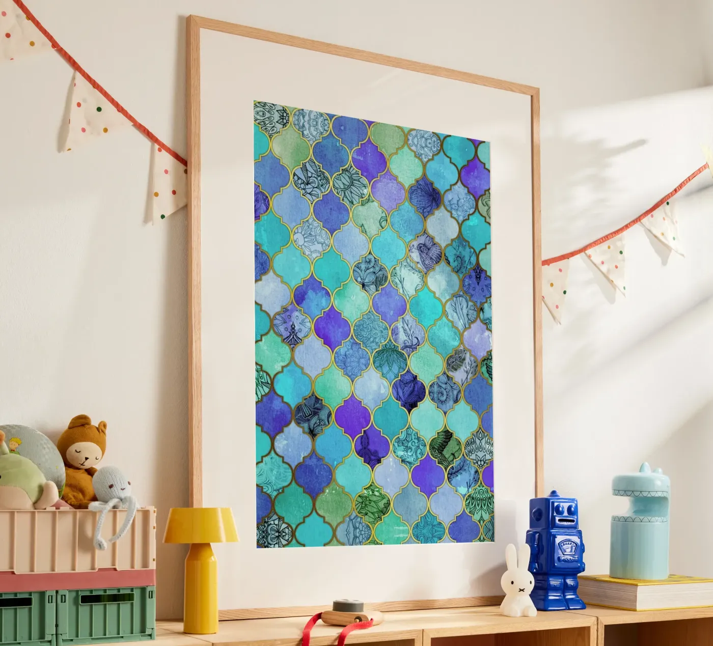 Cobalt Moroccan Tile Pattern poster da Micklyn Le Feuvre
