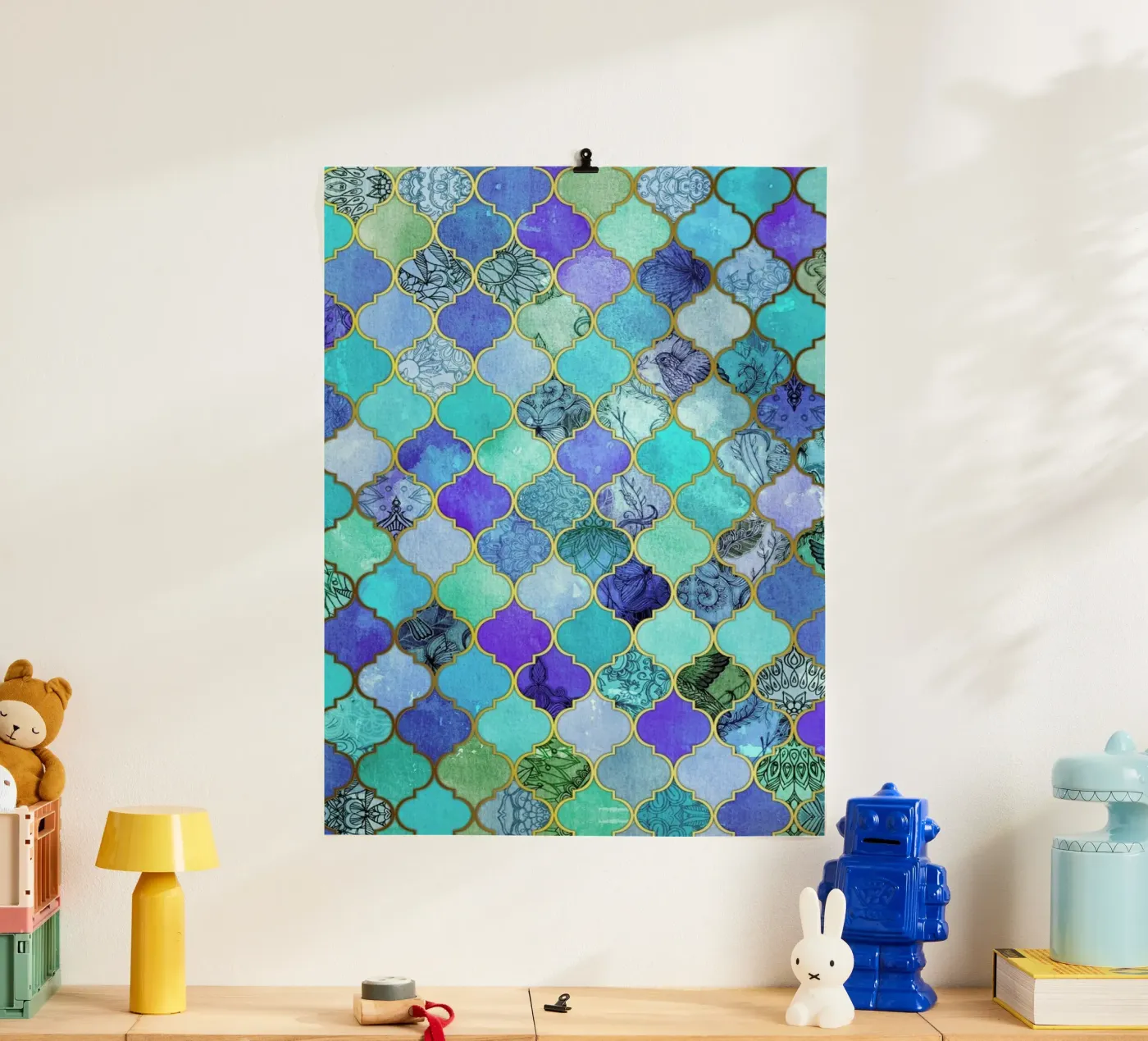 Cobalt Moroccan Tile Pattern poster da Micklyn Le Feuvre