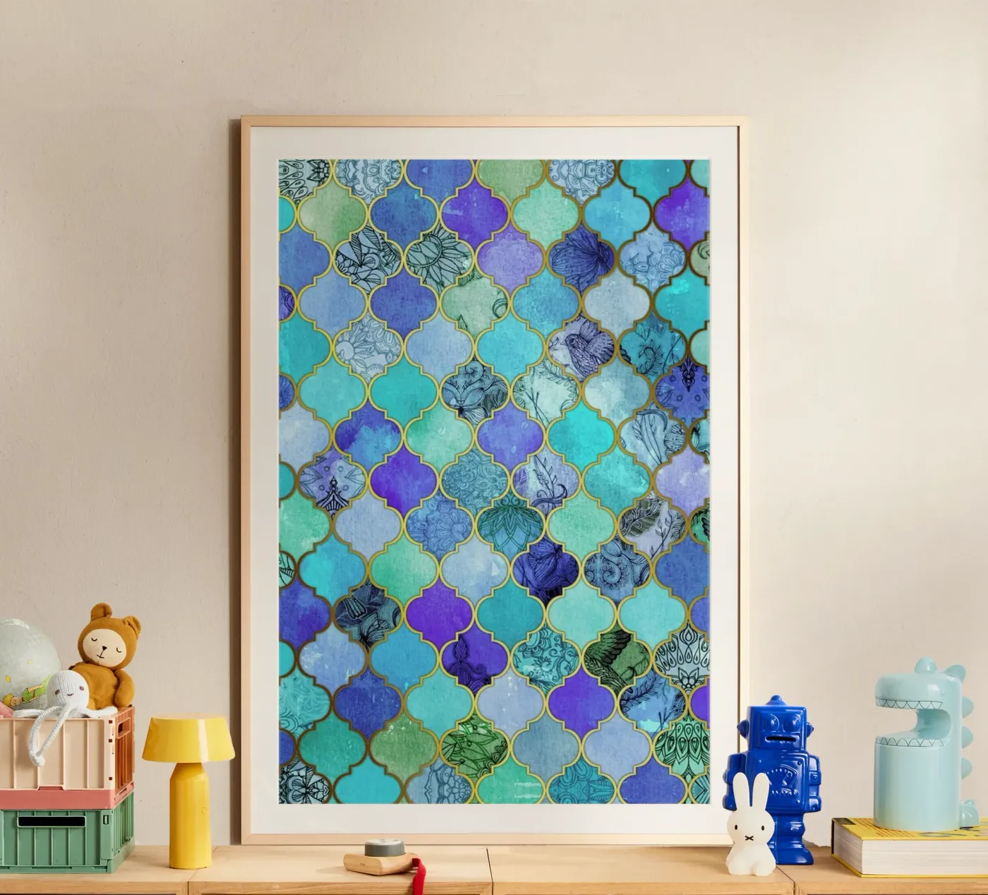 Cobalt Moroccan Tile Pattern poster by Micklyn Le Feuvre