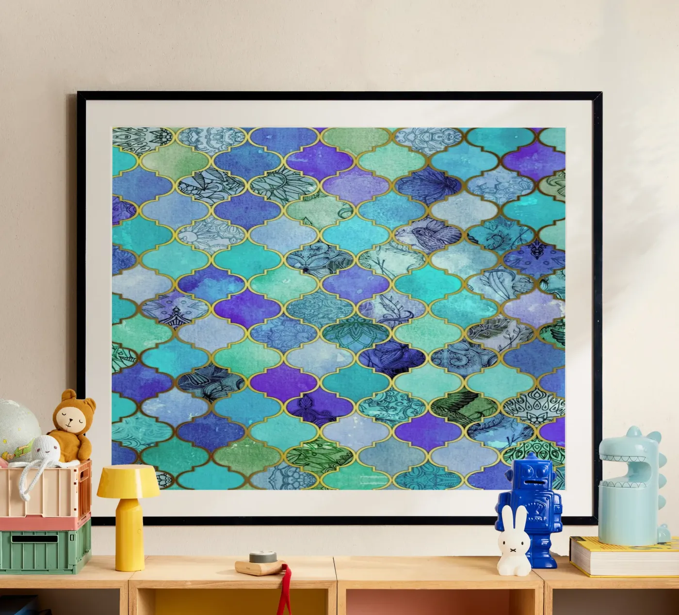 Cobalt Moroccan Tile Pattern poster by Micklyn Le Feuvre