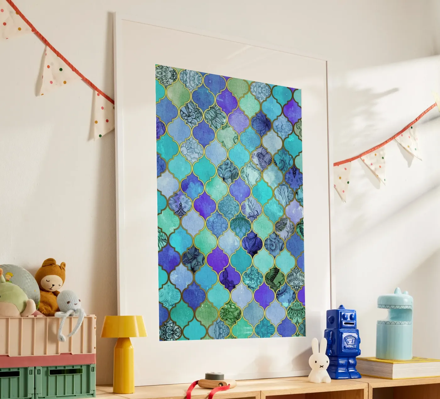 Cobalt Moroccan Tile Pattern poster by Micklyn Le Feuvre
