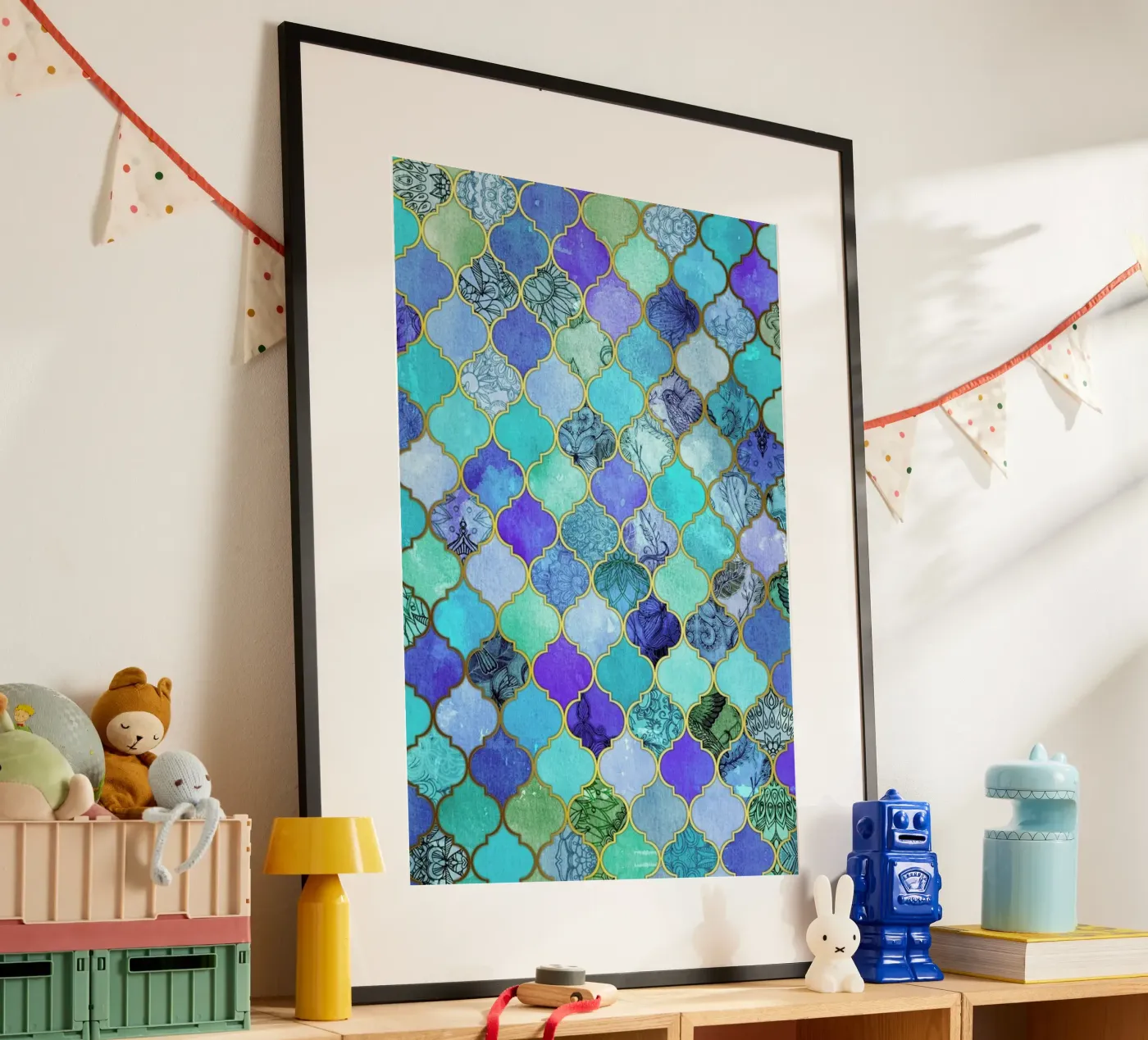Cobalt Moroccan Tile Pattern poster da Micklyn Le Feuvre