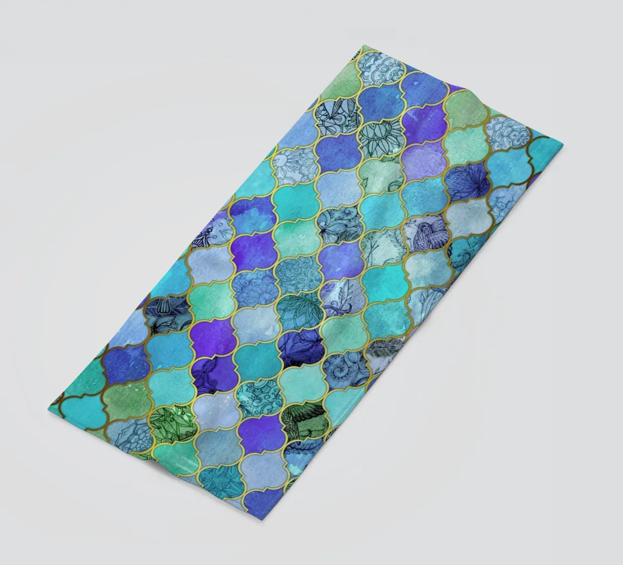 Cobalt Moroccan Tile Pattern telo mare da Micklyn Le Feuvre