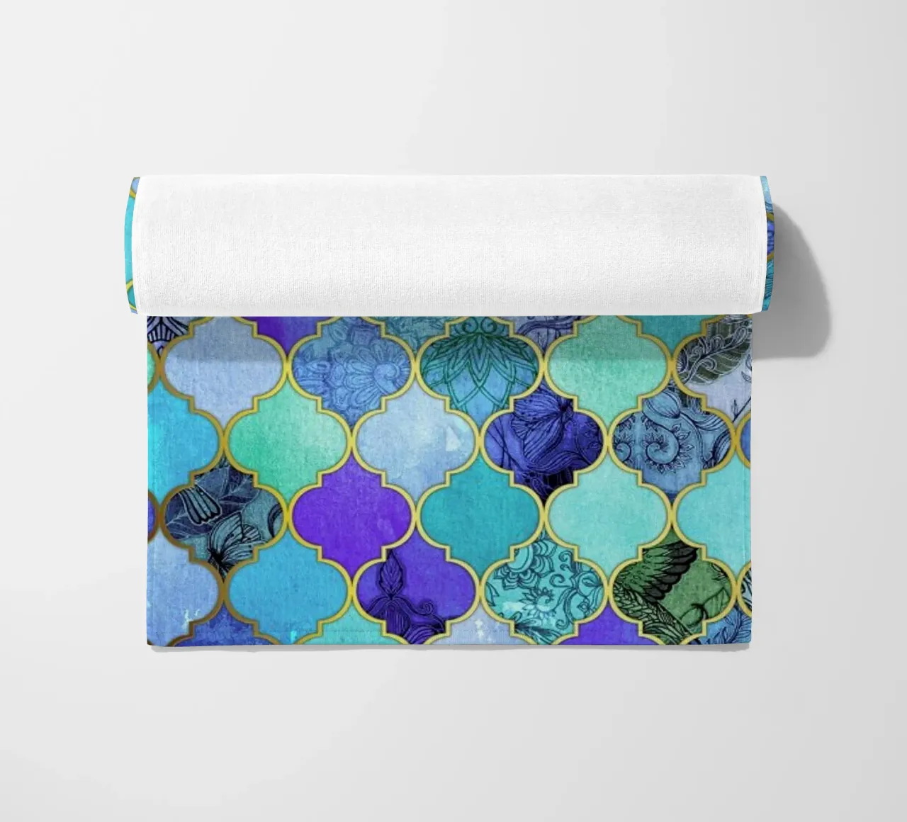 Cobalt Moroccan Tile Pattern telo mare da Micklyn Le Feuvre