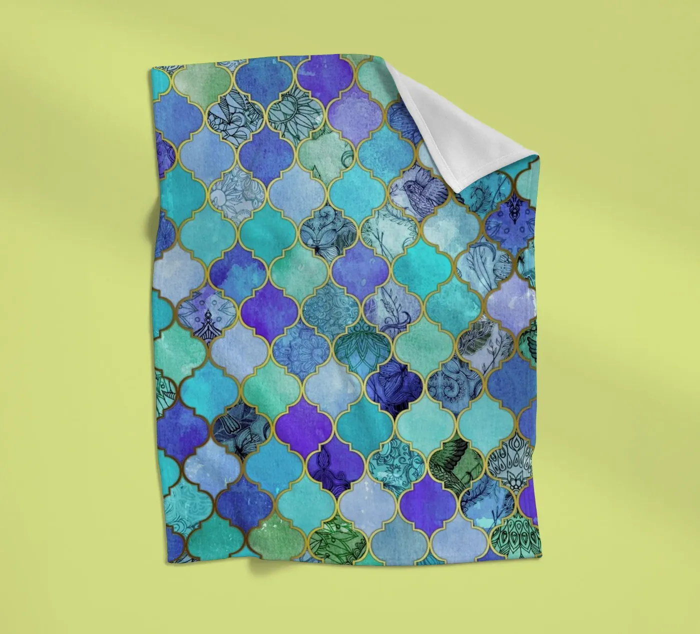 Cobalt Moroccan Tile Pattern fleecedeken van Micklyn Le Feuvre