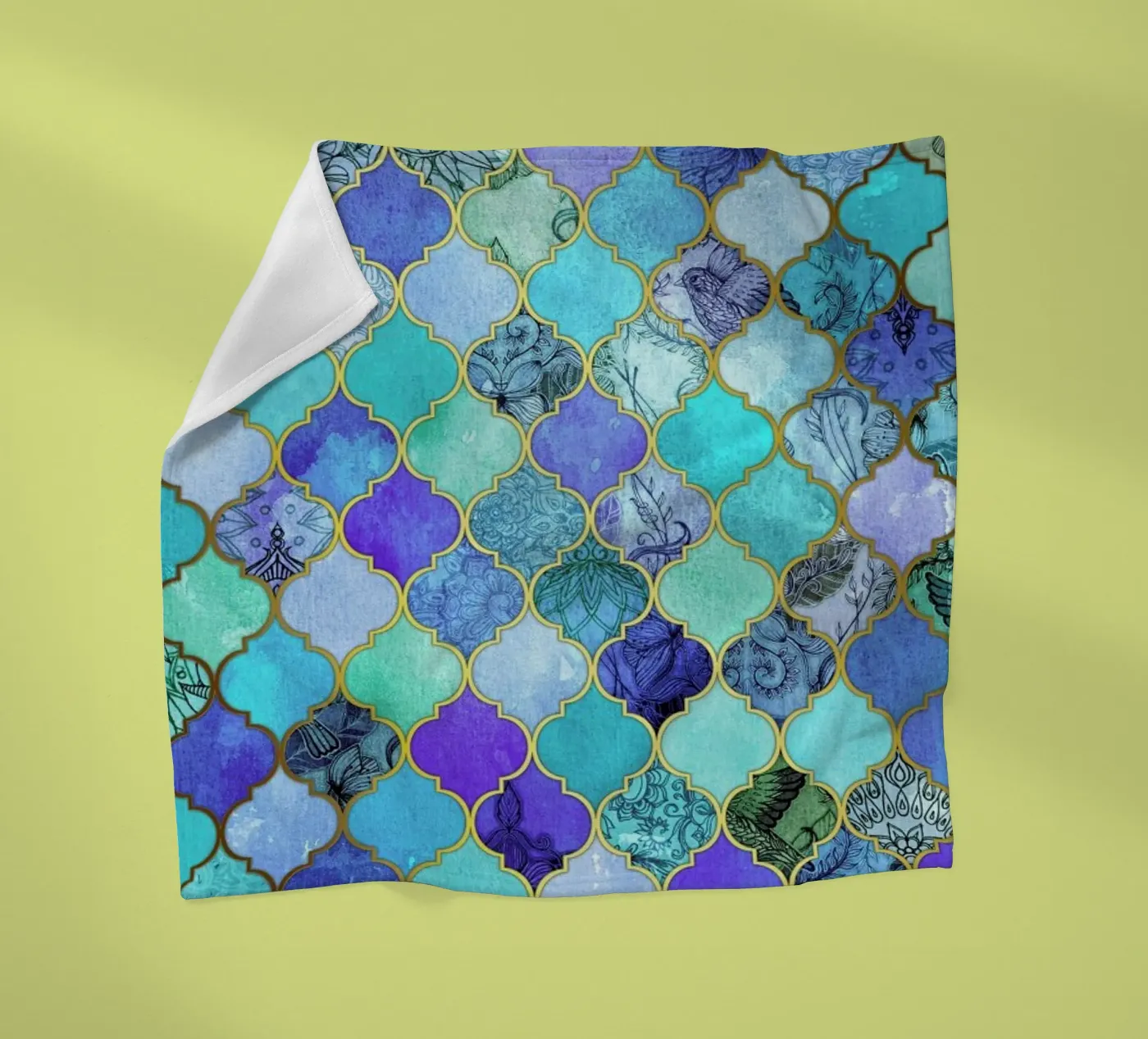 Cobalt Moroccan Tile Pattern fleecedeken van Micklyn Le Feuvre
