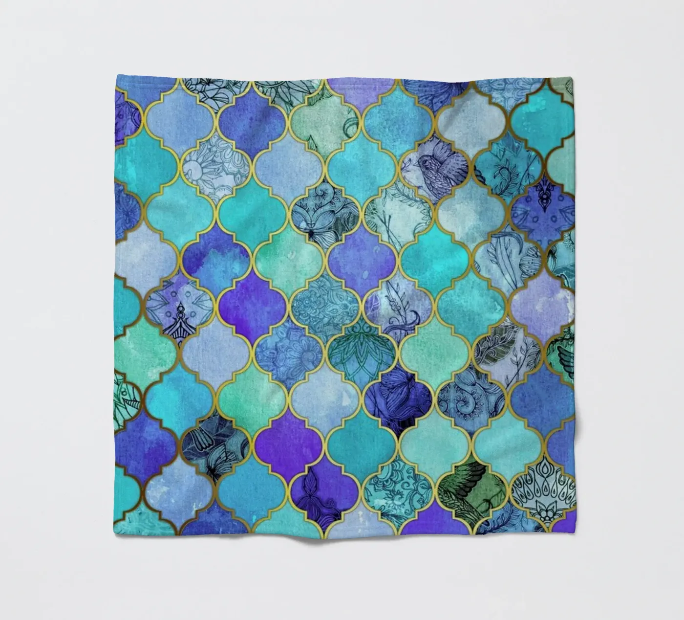 Cobalt Moroccan Tile Pattern fleecedeken van Micklyn Le Feuvre