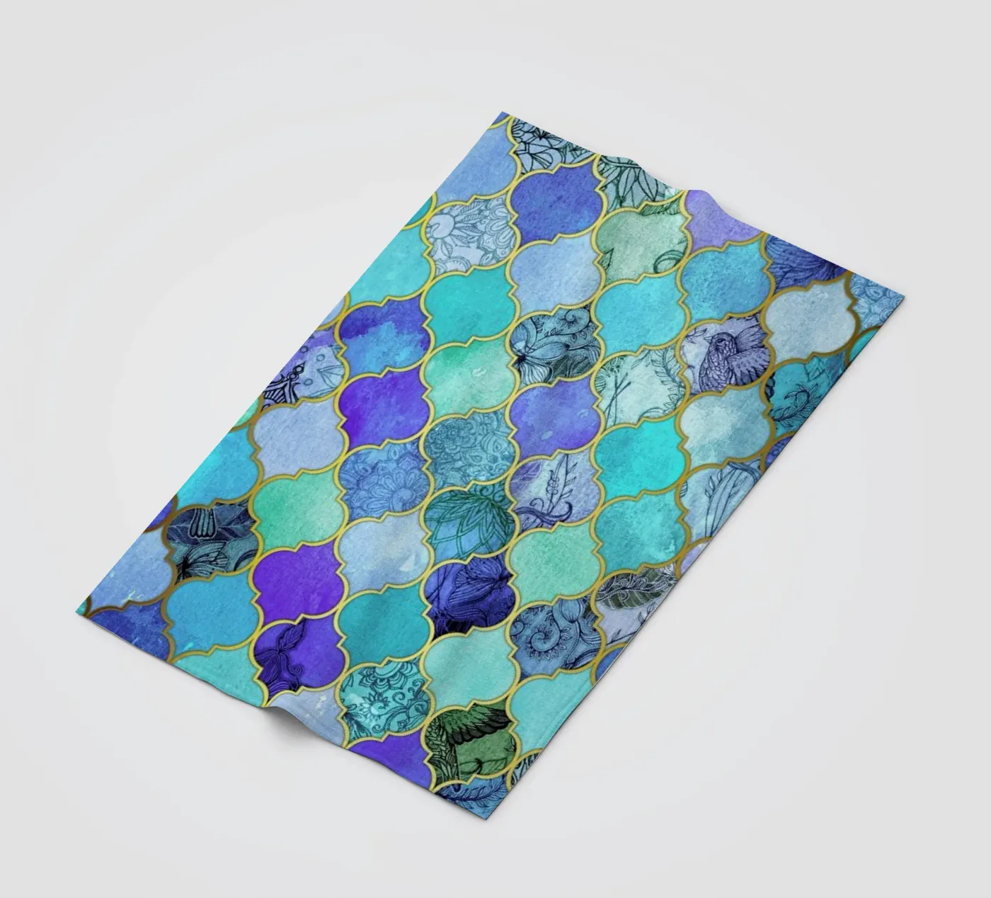 Cobalt Moroccan Tile Pattern fleecedeken van Micklyn Le Feuvre