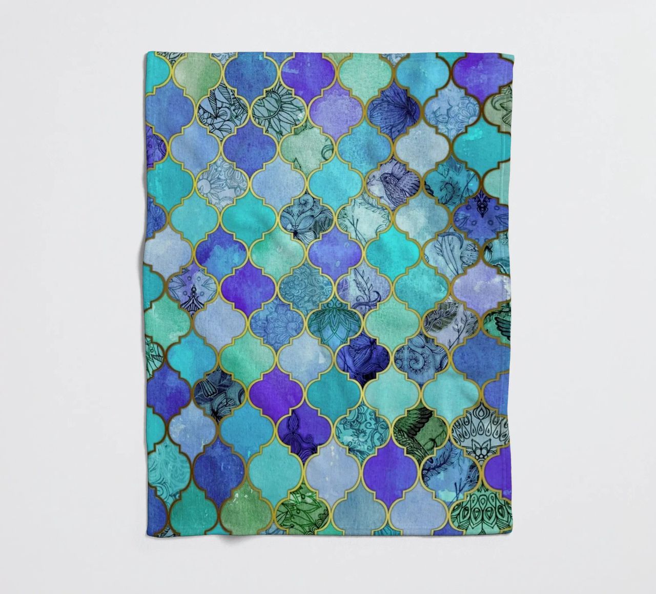Cobalt Moroccan Tile Pattern coperta in pile da Micklyn Le Feuvre