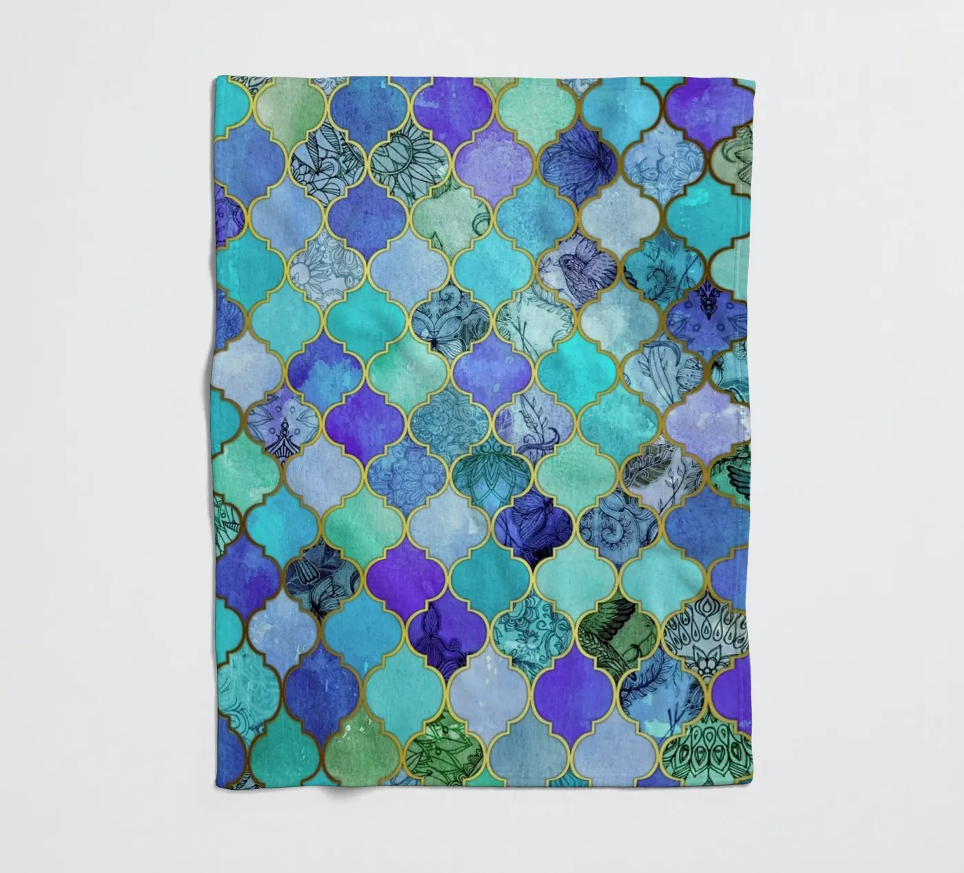 Cobalt Moroccan Tile Pattern fleecedeken van Micklyn Le Feuvre
