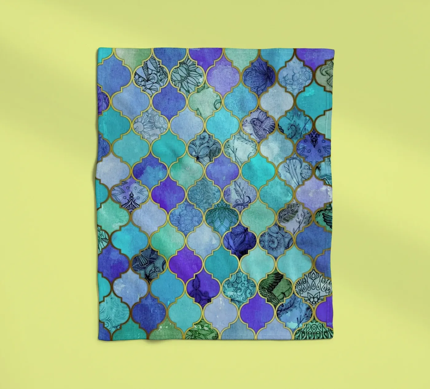 Cobalt Moroccan Tile Pattern fleecedeken van Micklyn Le Feuvre
