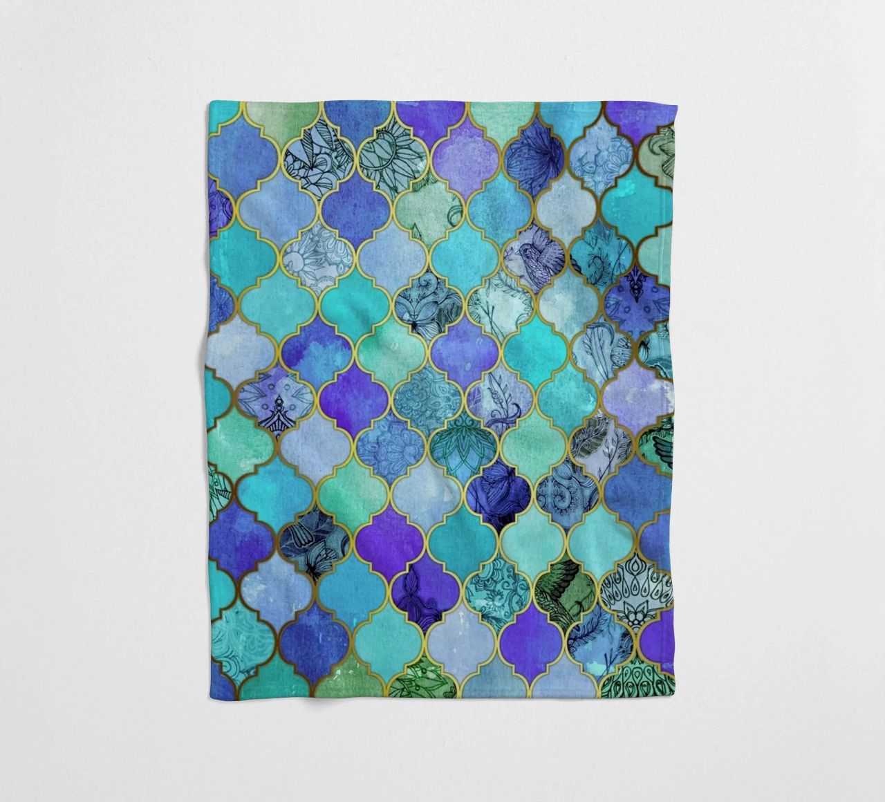 Cobalt Moroccan Tile Pattern coperta in pile da Micklyn Le Feuvre