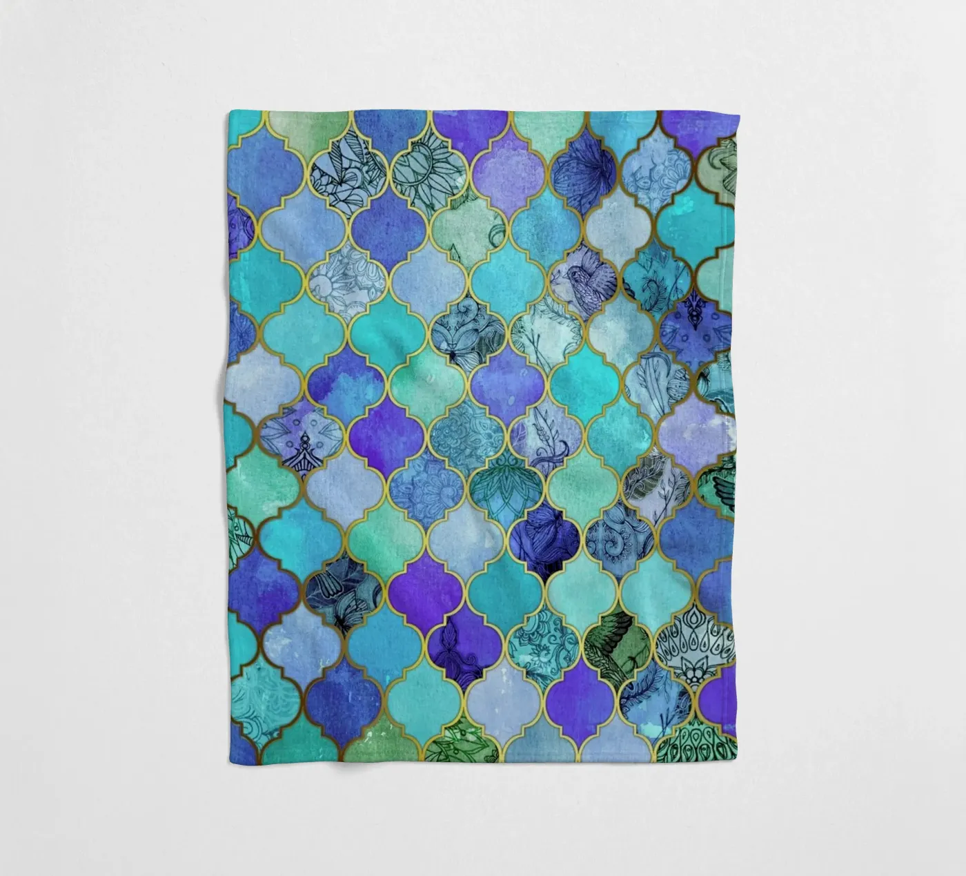 Cobalt Moroccan Tile Pattern fleecedeken van Micklyn Le Feuvre