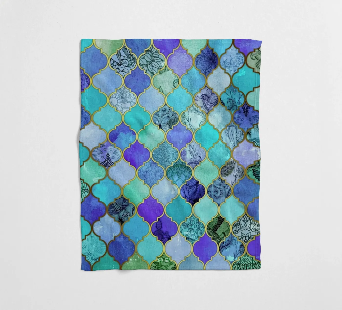 Cobalt Moroccan Tile Pattern fleecedeken van Micklyn Le Feuvre