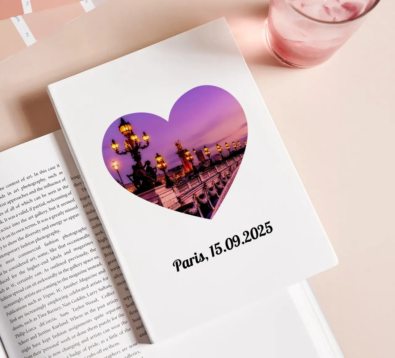 Photo in heart from with text, customisable, personalisable notebook by rb-Fotografie