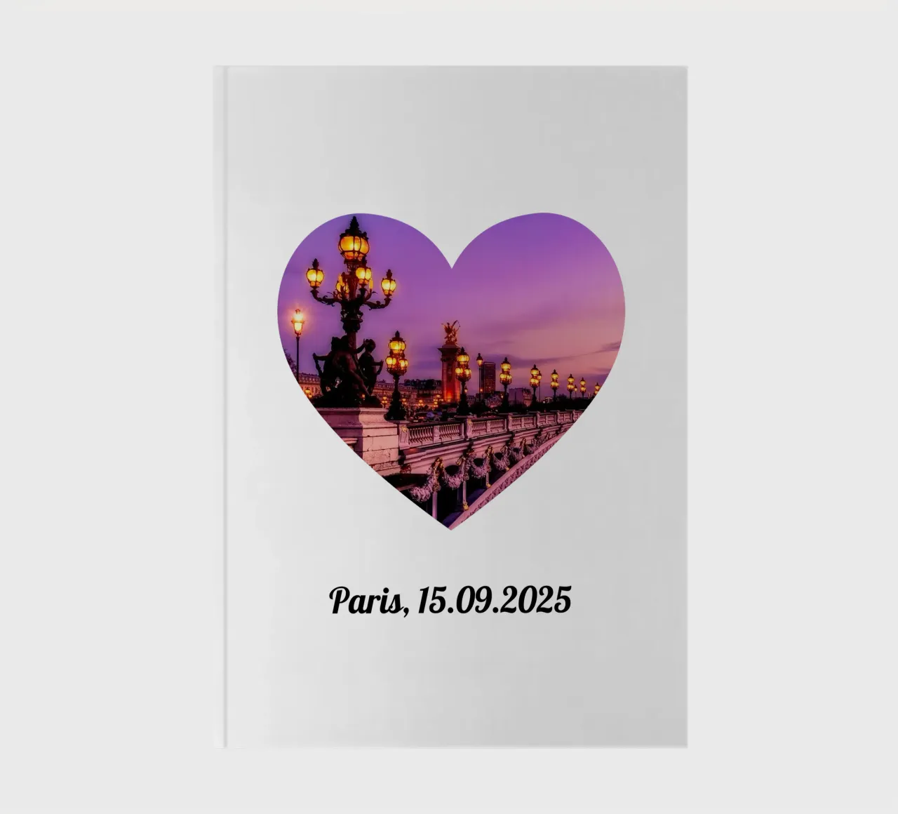 Photo in heart from with text, customisable, personalisable notebook by rb-Fotografie