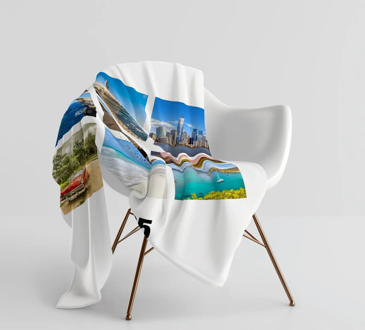 Collage with your own photos: 9 squares and text, customisable fleece blanket by rb-Fotografie