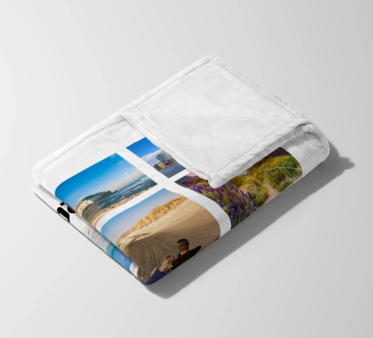 Collage with your own photos: 9 squares and text, customisable fleece blanket by rb-Fotografie