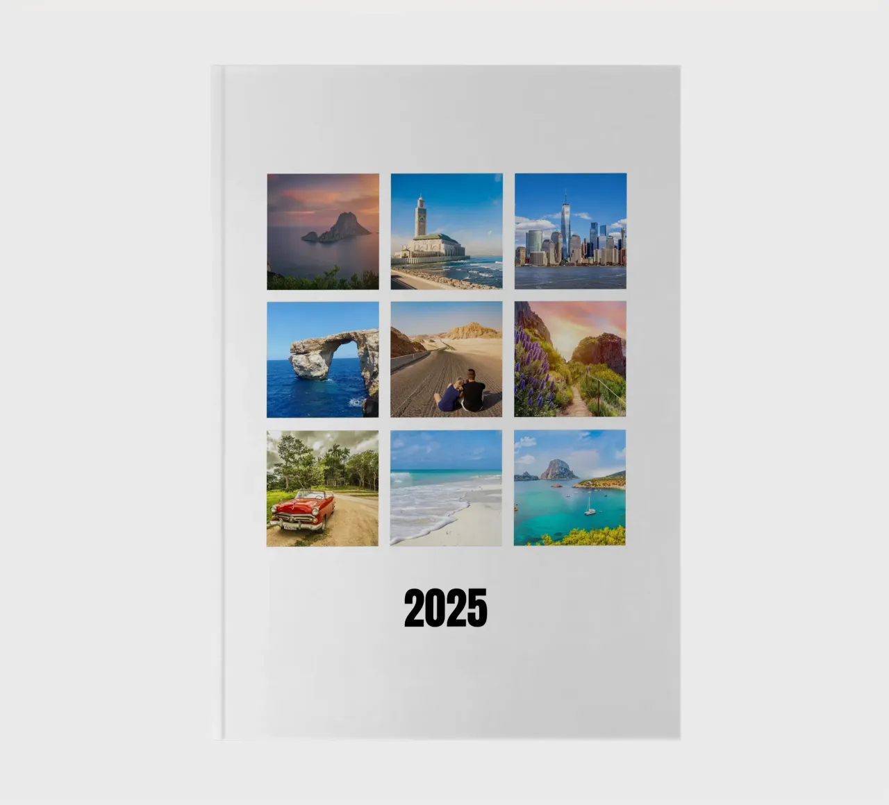 Collage with your own photos: 9 squares and text, customisable notebook by rb-Fotografie