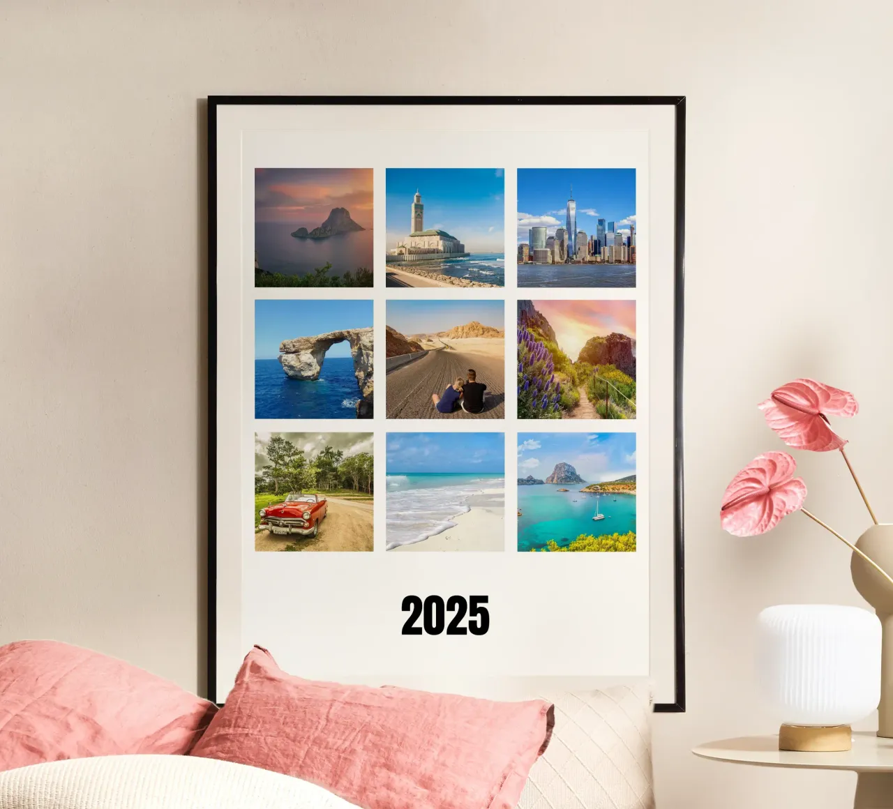 Collage with your own photos: 9 squares and text, customisable hahnemühle by rb-Fotografie