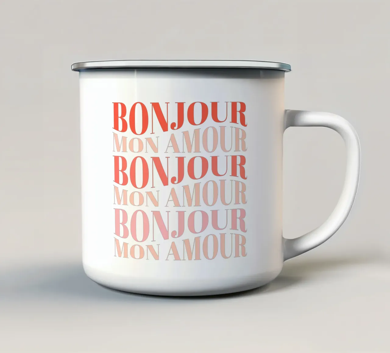 Bonjour, mon Amour. Für Verliebte und Liebende. Emaille Tasse von CalliLetters