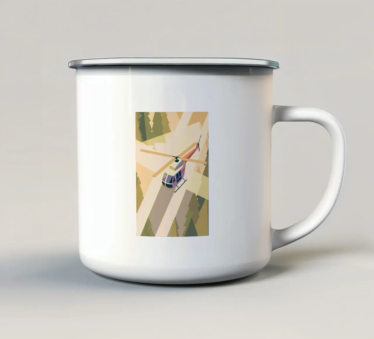 Elicottero sopra la foresta tazza in smalto da POLYGON SPECIAL