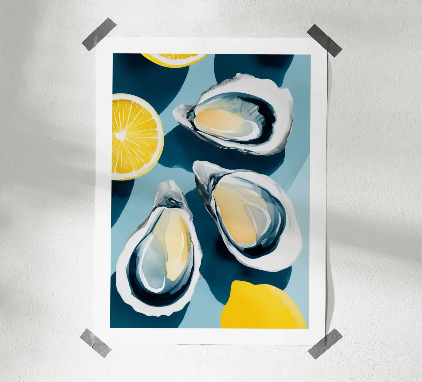 Frische Austern und Zitrone Poster von Spice & Spoon Studio