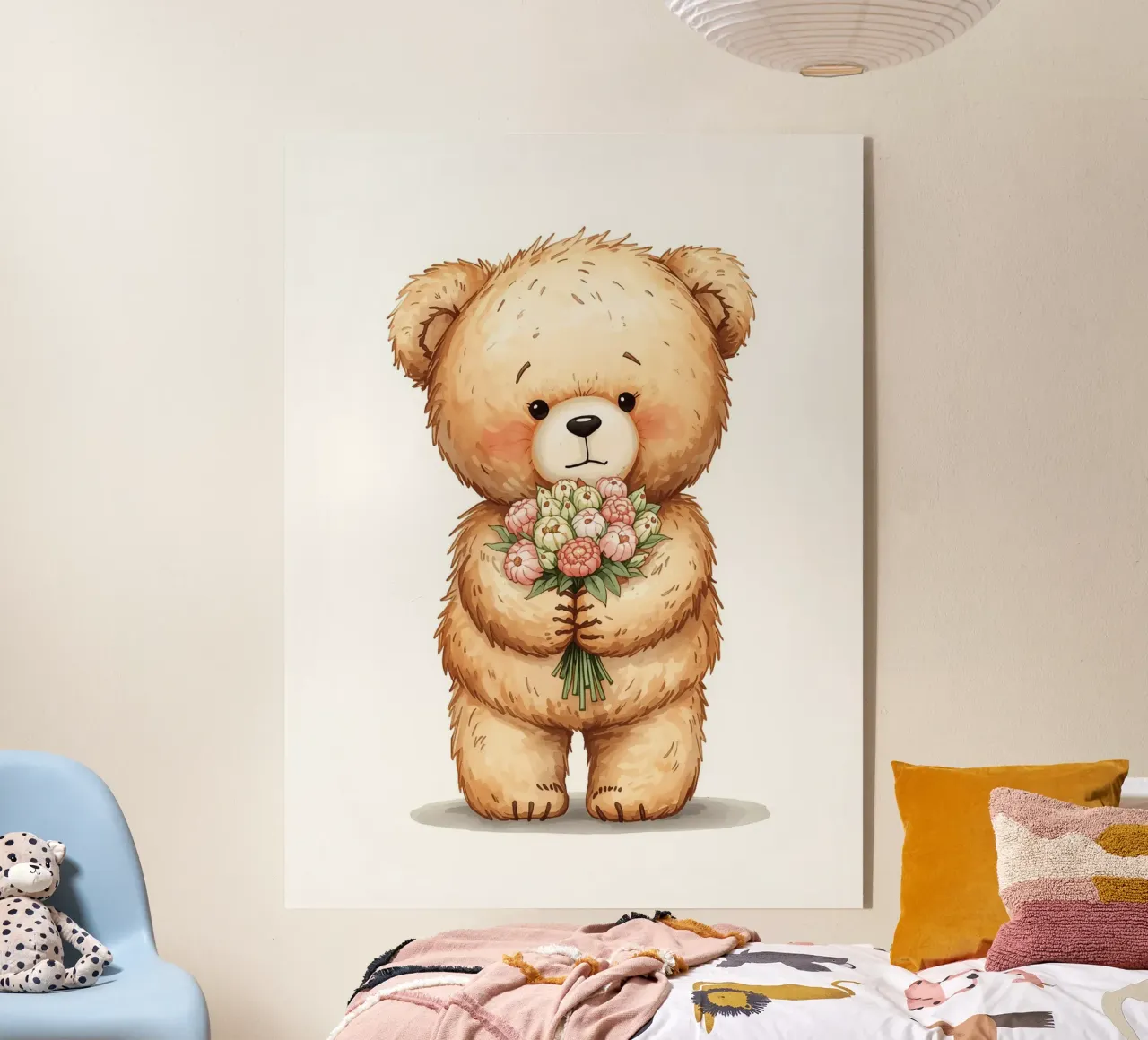 teddy bear and flower plexiglass da uniqe world