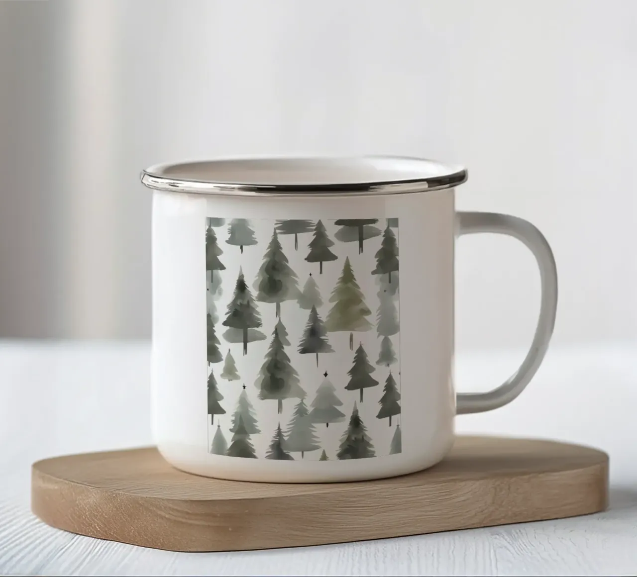 Alberi di Natale texture acquerello tazza in smalto da uniqe world