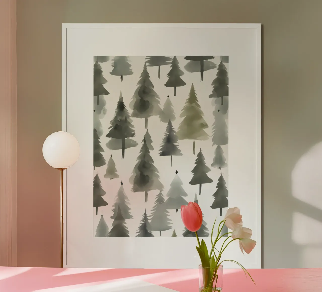 Arbres de Noël texture aquarelle poster de uniqe world