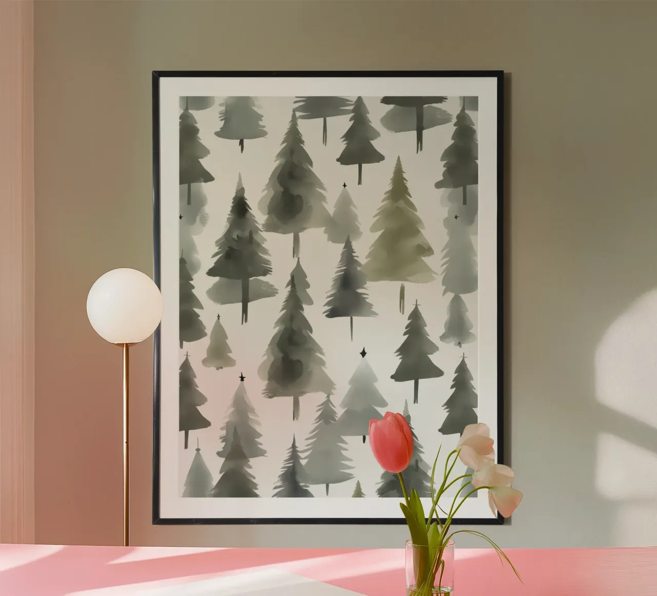 Arbres de Noël texture aquarelle poster de uniqe world