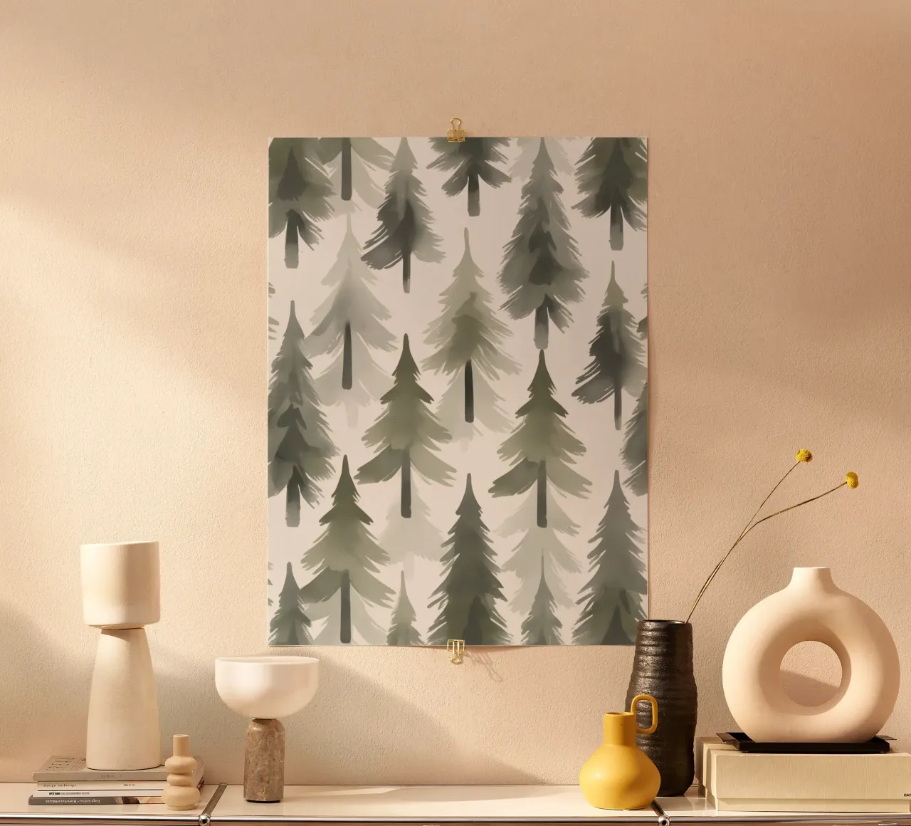 Arbres de Noël style aquarelle poster de uniqe world