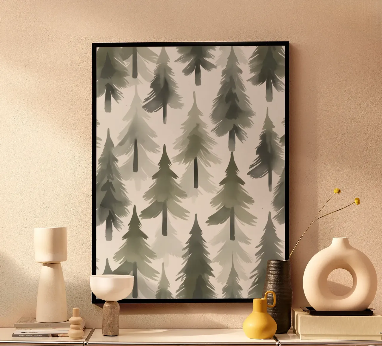 Arbres de Noël style aquarelle poster de uniqe world