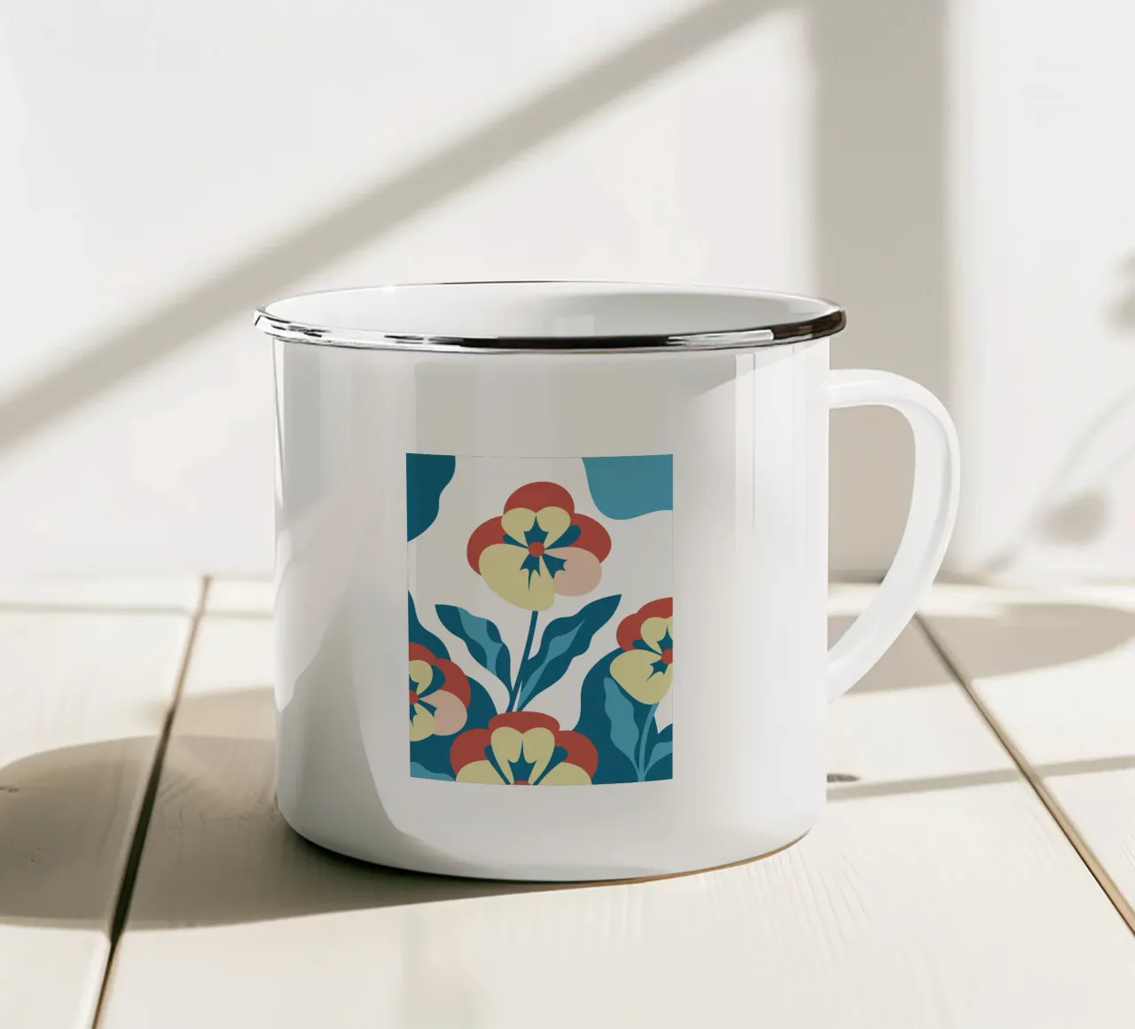 Illustrazione di fiori con colori contrastanti tazza in smalto da SPECIAL FLOWER PATTERNS