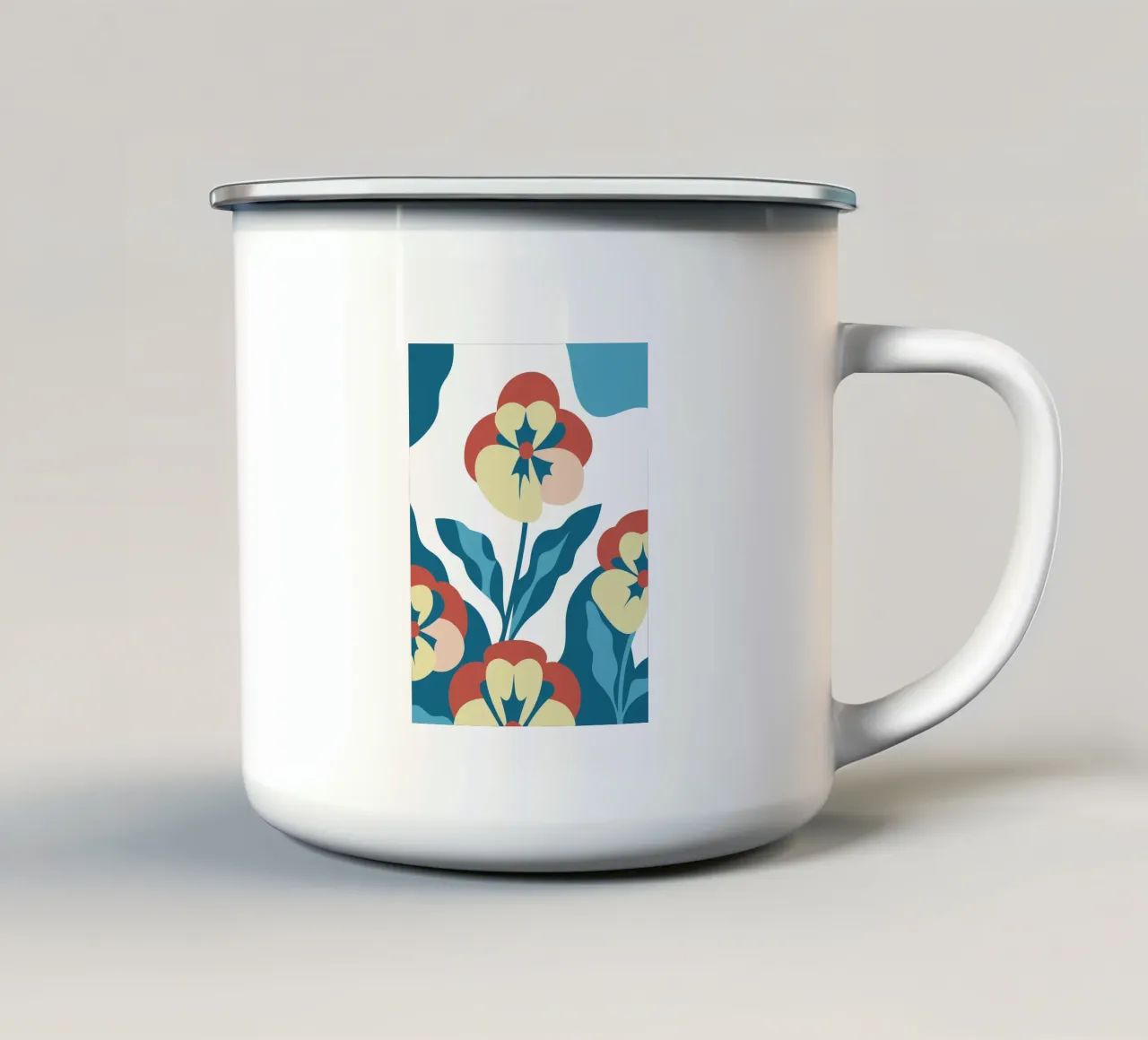 Illustrazione di fiori con colori contrastanti tazza in smalto da SPECIAL FLOWER PATTERNS