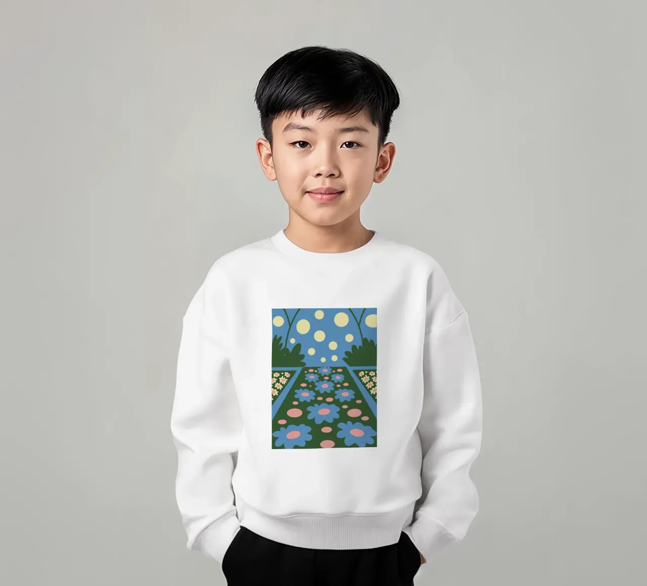 Design allegro del giardino fiorito felpa bambino da SPECIAL FLOWER PATTERNS