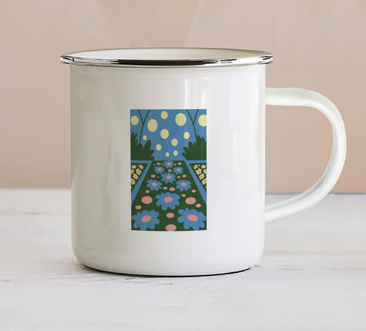Design allegro del giardino fiorito tazza in smalto da SPECIAL FLOWER PATTERNS