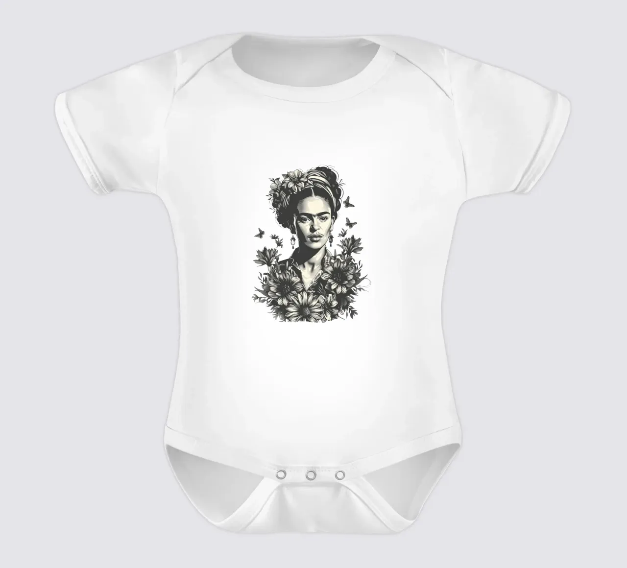 Frida Kahlo "Resilience in Art" body neonato maniche corte da Fantasias Florales