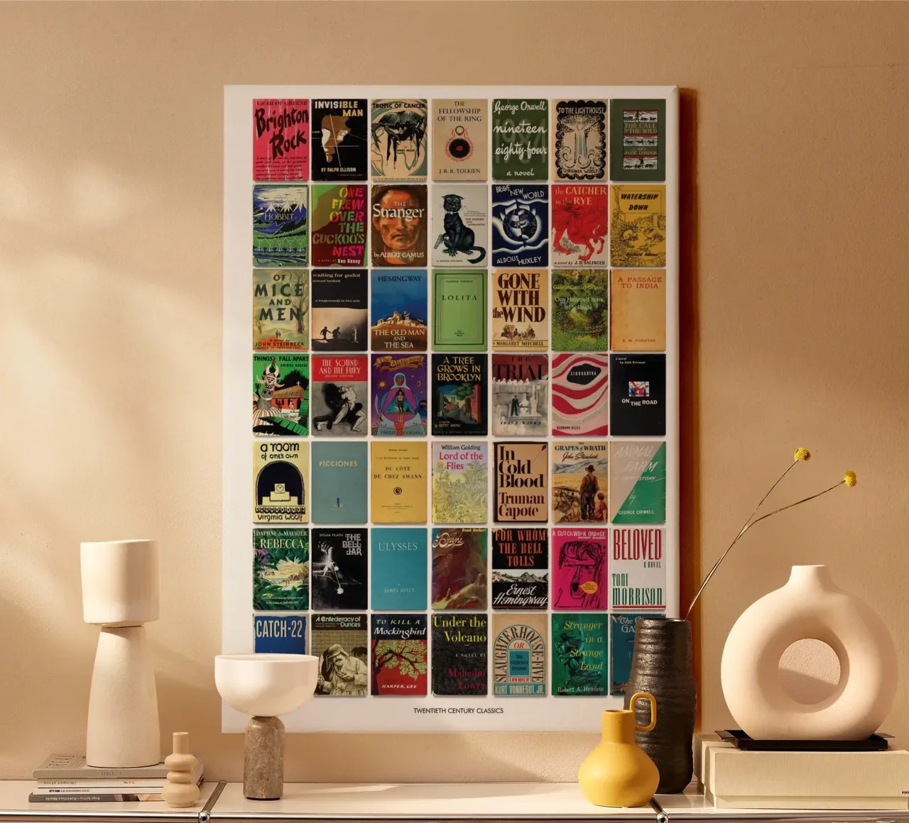 Greatest Books of the Twentieth Century Print canvas with Floater frame by MissLiterarty