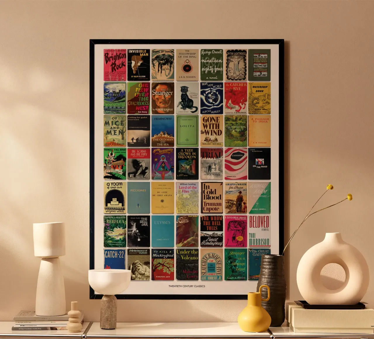 I più grandi libri del ventesimo secolo a stampa poster con telaio in plastica da MissLiterarty