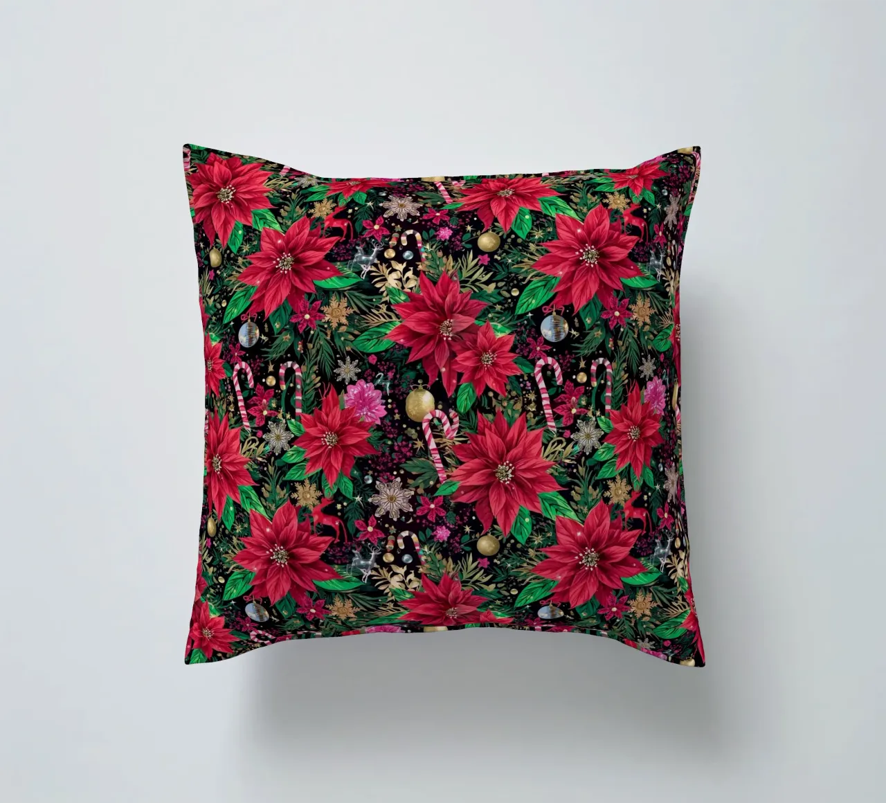 Dark Christmas Botanical Pattern cuscino da AzStore11