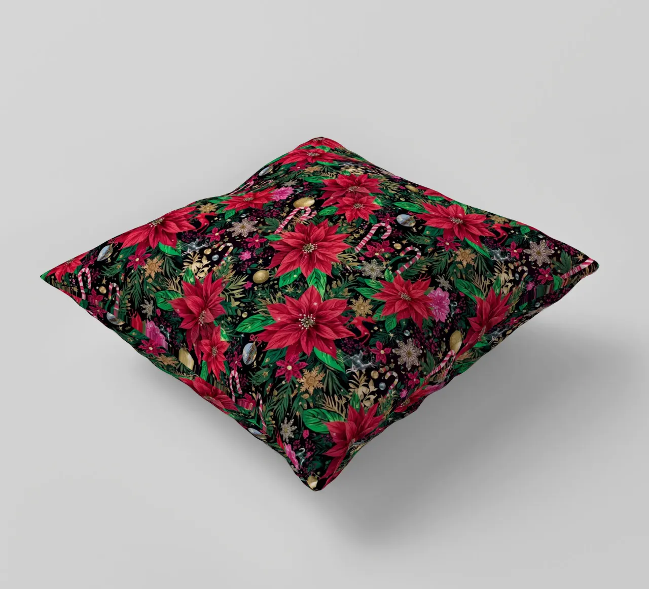 Dark Christmas Botanical Pattern cuscino da AzStore11