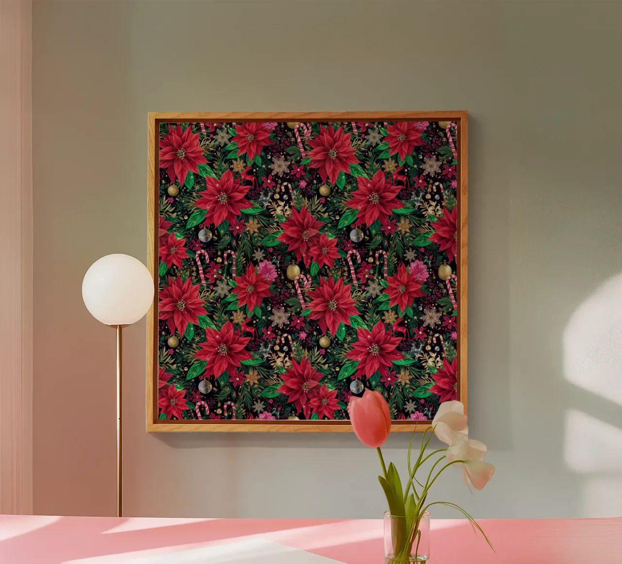 Dark Christmas Botanical Pattern plexiglass da AzStore11