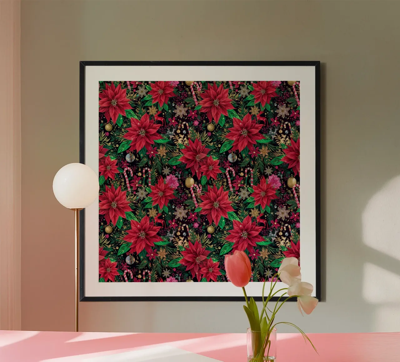 Dark Christmas Botanical Pattern carta hahnemühle da AzStore11