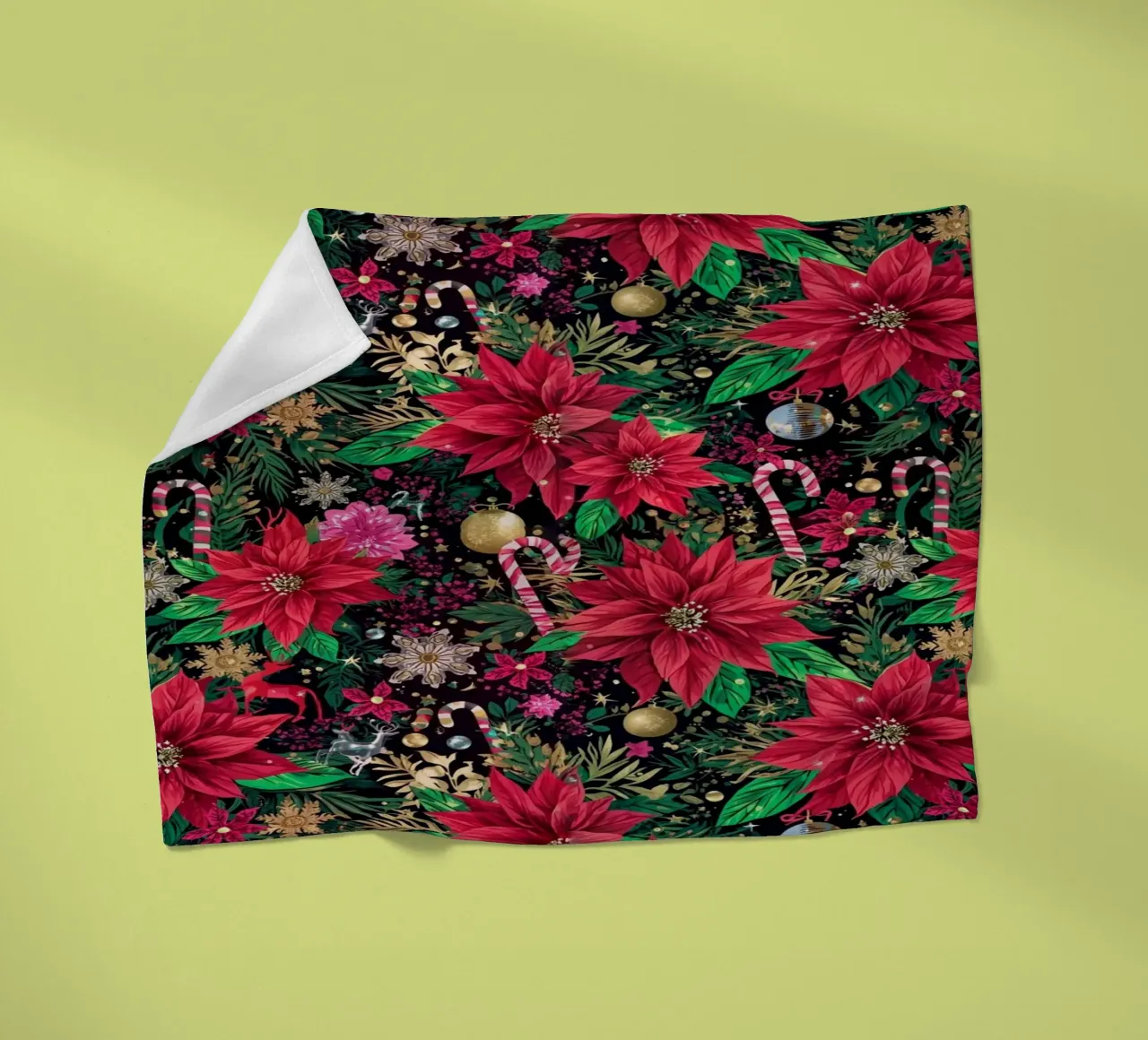 Dark Christmas Botanical Pattern coperta in pile da AzStore11