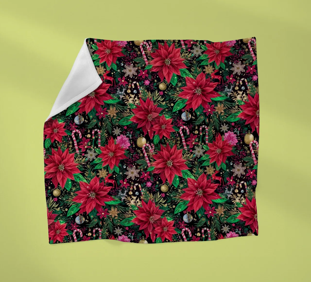 Dark Christmas Botanical Pattern coperta in pile da AzStore11