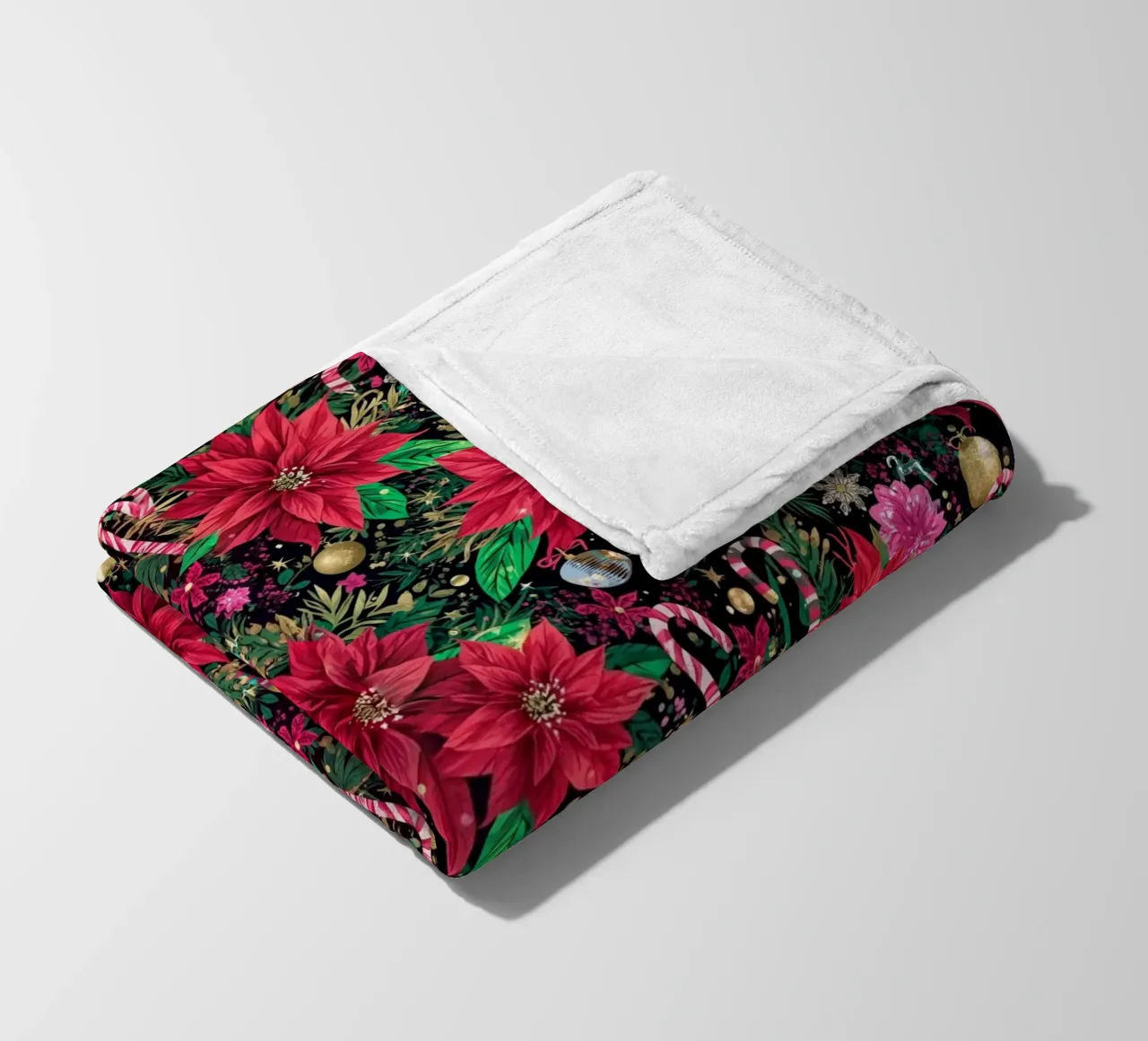 Dark Christmas Botanical Pattern coperta in pile da AzStore11
