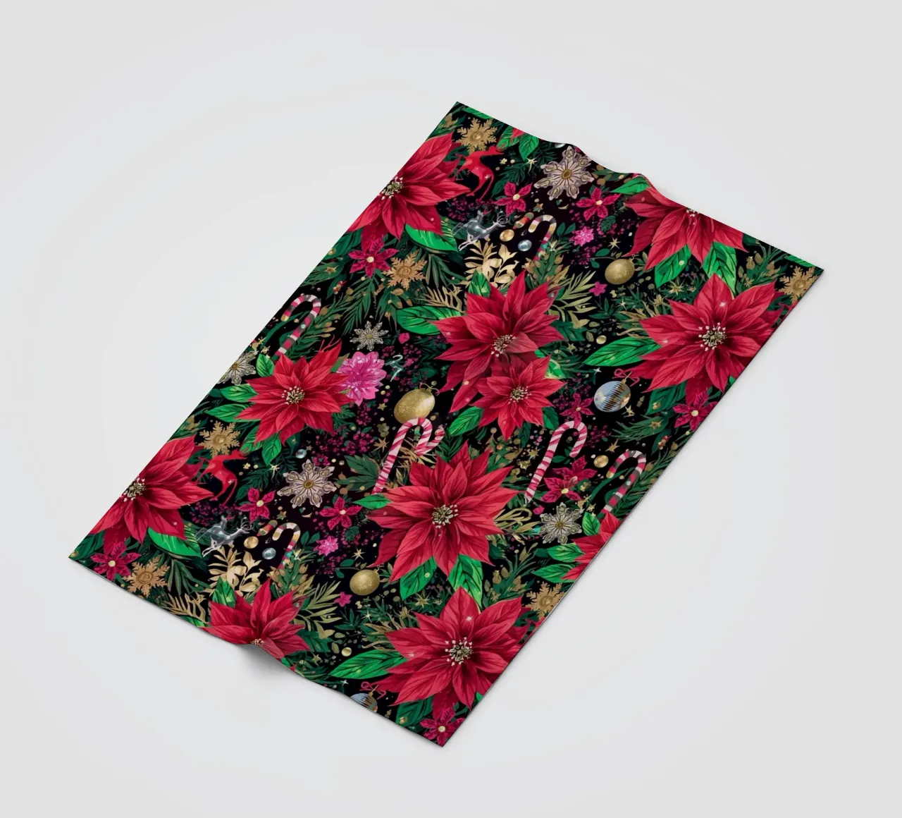 Dark Christmas Botanical Pattern coperta in pile da AzStore11